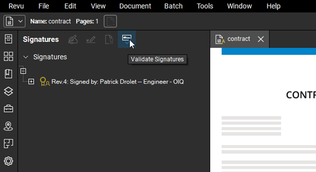 How do you configure Bluebeam Revu to validate signatures