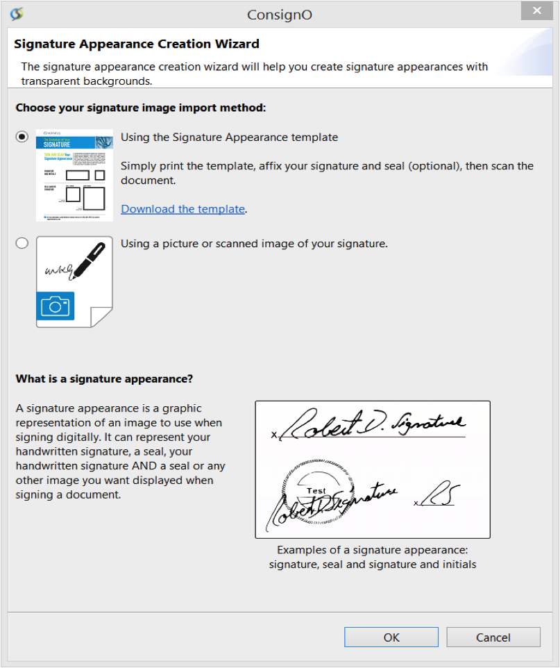 Signature App creation wizard