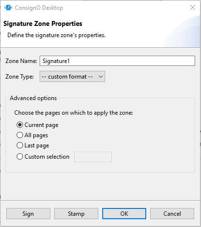 Signature zone properties