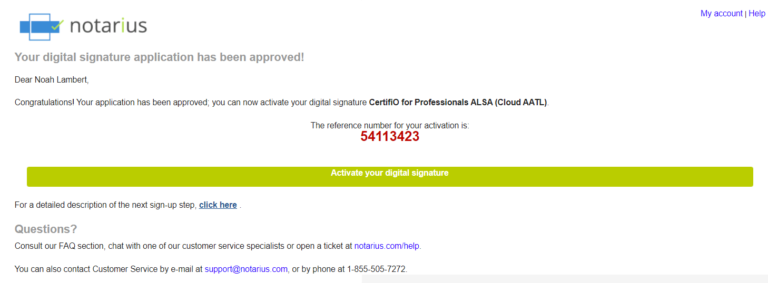 I would like to activate my digital signature-CertifiO Cloud - Notarius ...