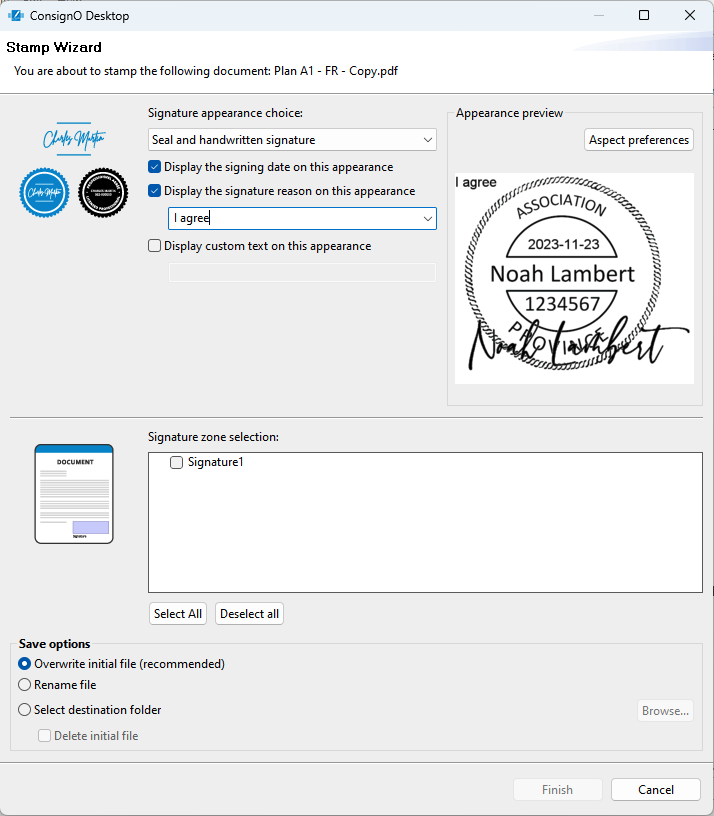 Sign with an invisible digital signature - ConsignO Desktop (Advanced) 